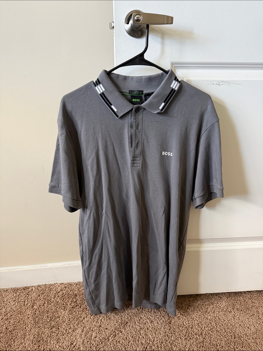 BOSS Gray Polo with Contrast Trim